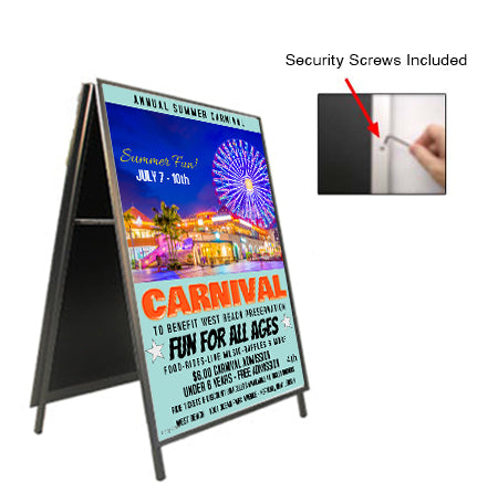 A-Frame 12x36 Sign Holder | with SECURITY SCREWS on Snap Frame 1 1/4" Wide