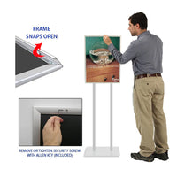 Double Pole Poster Floor Stand 36x42 Sign Holder with SECURITY SCREWS on Snap Frame 1 1/4" Wide