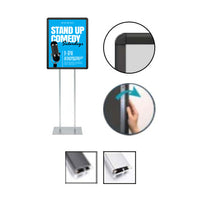 Double Pole Floor Stand 24x48 Sign Holder | Snap Frame (with Radius Corners)