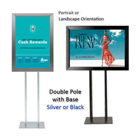 Double Pole Floor Stand 36x72 Sign Holder | Snap Frame 2 1/2" Wide