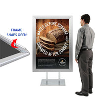 Double Pole Floor Stand 30x40 Sign Holder | Snap Frame 2 1/2" Wide