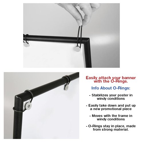 This 30 x 40 banner holder comes with O-RINGS that keeps your poster in place, and flexes with frame in windy conditions!