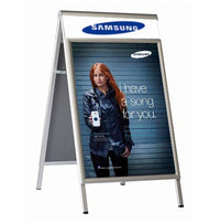 30x40 Euro-Style A-Board Sign Holder + Logo Plates | 2 Snap Frames Holds 30x40 Poster Signs