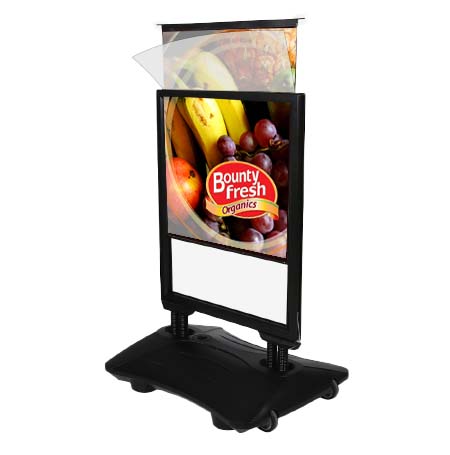 STREET-MASTER™ Wind Stand with Slide-In Frame and Fillable Water Base | Outdoor Sign Holder 2-Sided for 22” x 28” Posters