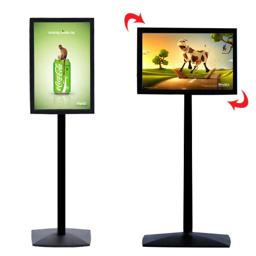 Illuminated LED Floor Stand Display with Rotating & Tilting Sign Frame | for 11x17 Menus, Posters, Graphics