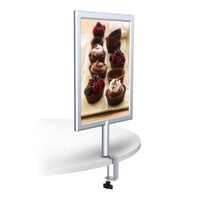 Quick & Easy Clamp-On Countertop Sign Holder | Display Graphic Boards 8 1/2" x 11" Up to 1/4" Thick
