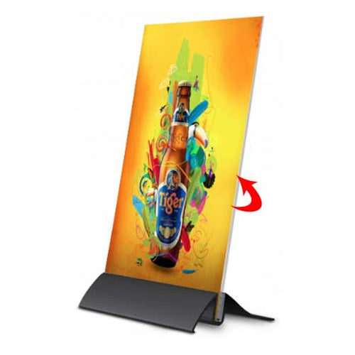 Crescent Base Counter Top Displays 11" Wide x 14" High (Angled Base) | With Acrylic Overlays