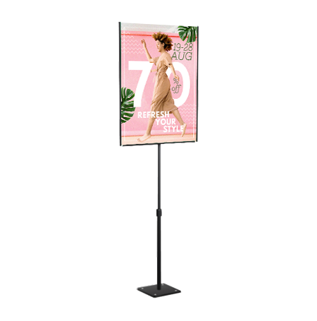 11 x 14 Weighted Countertop Pedestal Sign Stand - Single-Sided + Adjustable Post 11" to 18"