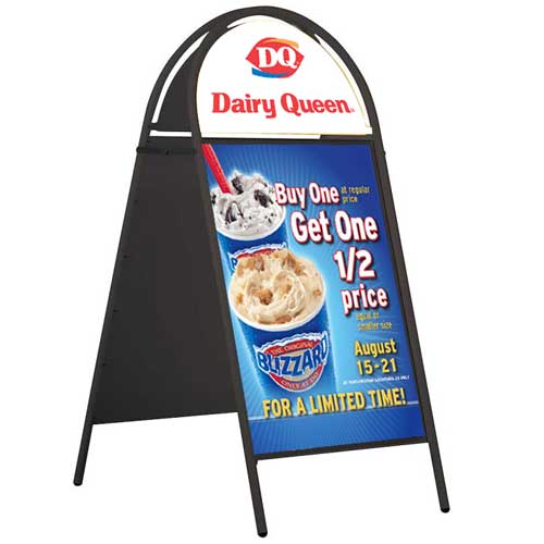 Black A-Board 20x30 Sign Holder with Semi Circle Header