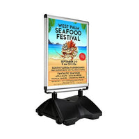 Two-Sided, Fillable Outdoor 24x36 Windproof Sidewalk Sign Holder | Snap Frame Rolling Sign Stand