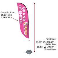 Flag Size 26.625" W x 113.625" H | Full Unit Size 28.625" W x 152.5"-156.75" H (varies by base type)