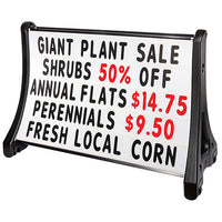 Wide Roadside Rolling A-Frame Sidewalk Sign with 48" Wide x 36" High Changeable White Message Board. LARGE and IMPACTFUL!