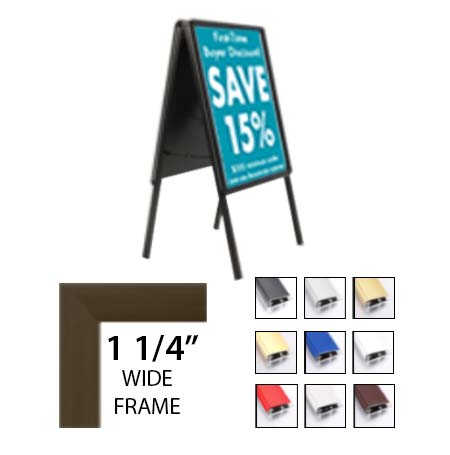 A-Frame 22"x 34" Sign Holder with Fast Change Aluminum Snap Frame, Folding Sign Floor Stand