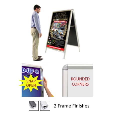 A-Frame 48x48 Sign Holder | Snap Frame 1 1/4" Wide (with Radius Corners)