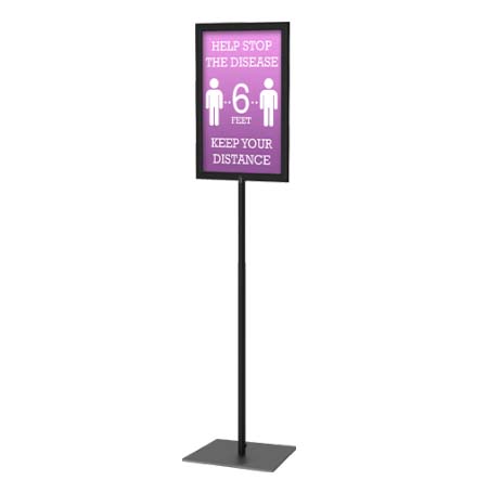 8.5x11 Pedestal Sign Holder with Square Base | Slide-In Frame Design